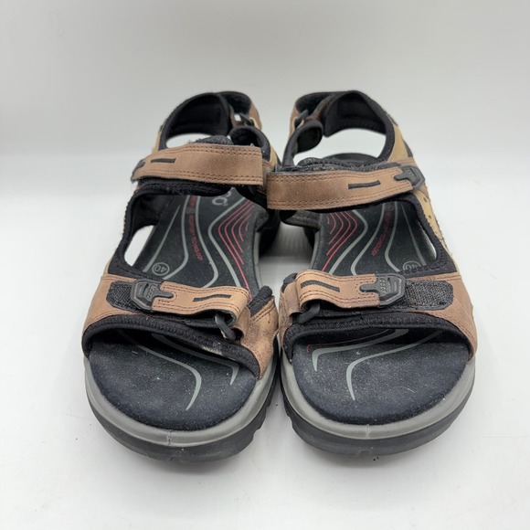 ECCO Yucatan Womens Brown Black Nubuck Leather Sport Hiking Sandals Size 40 - Picture 3 of 9